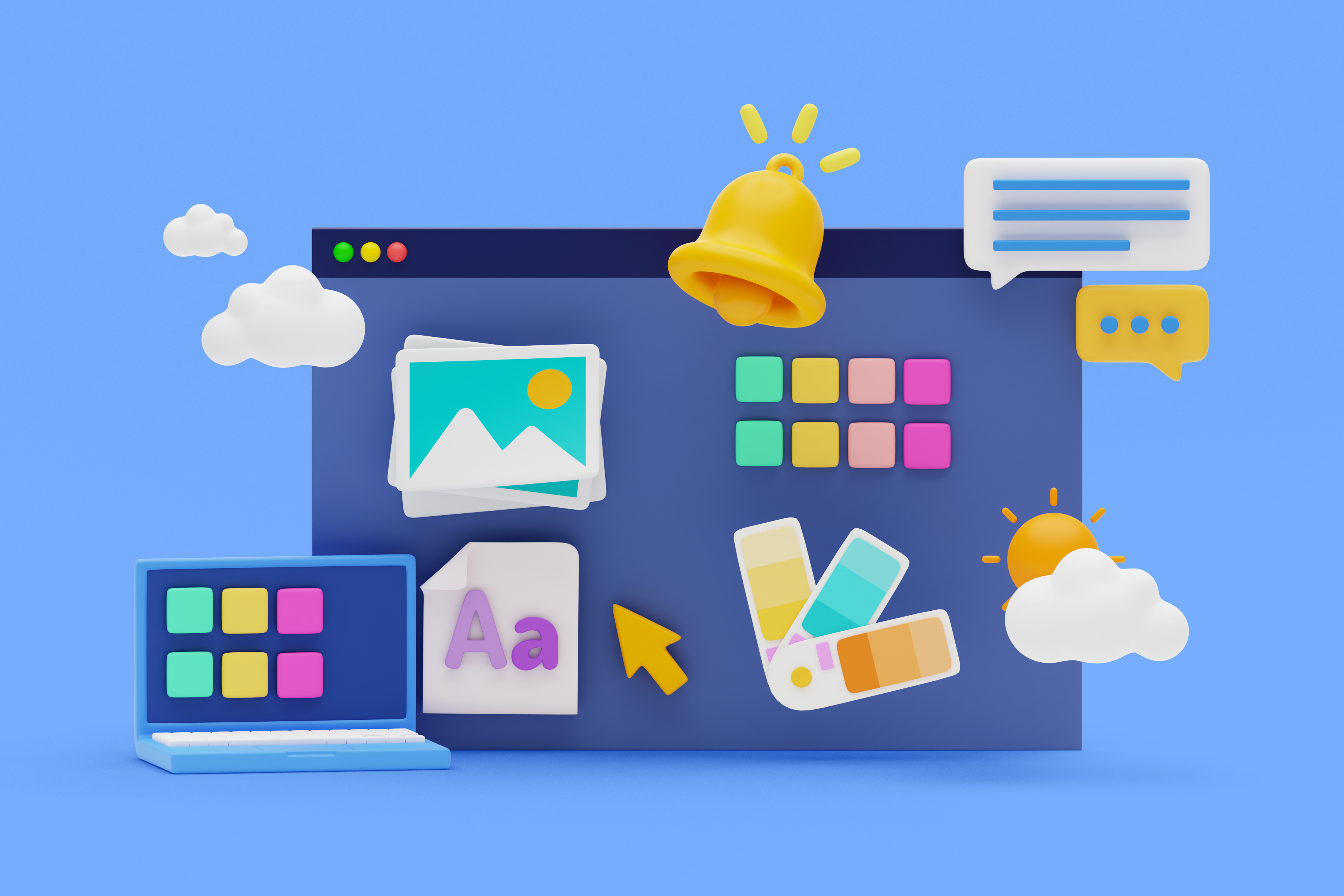 High-quality, vibrant, and cheerful website design illustration